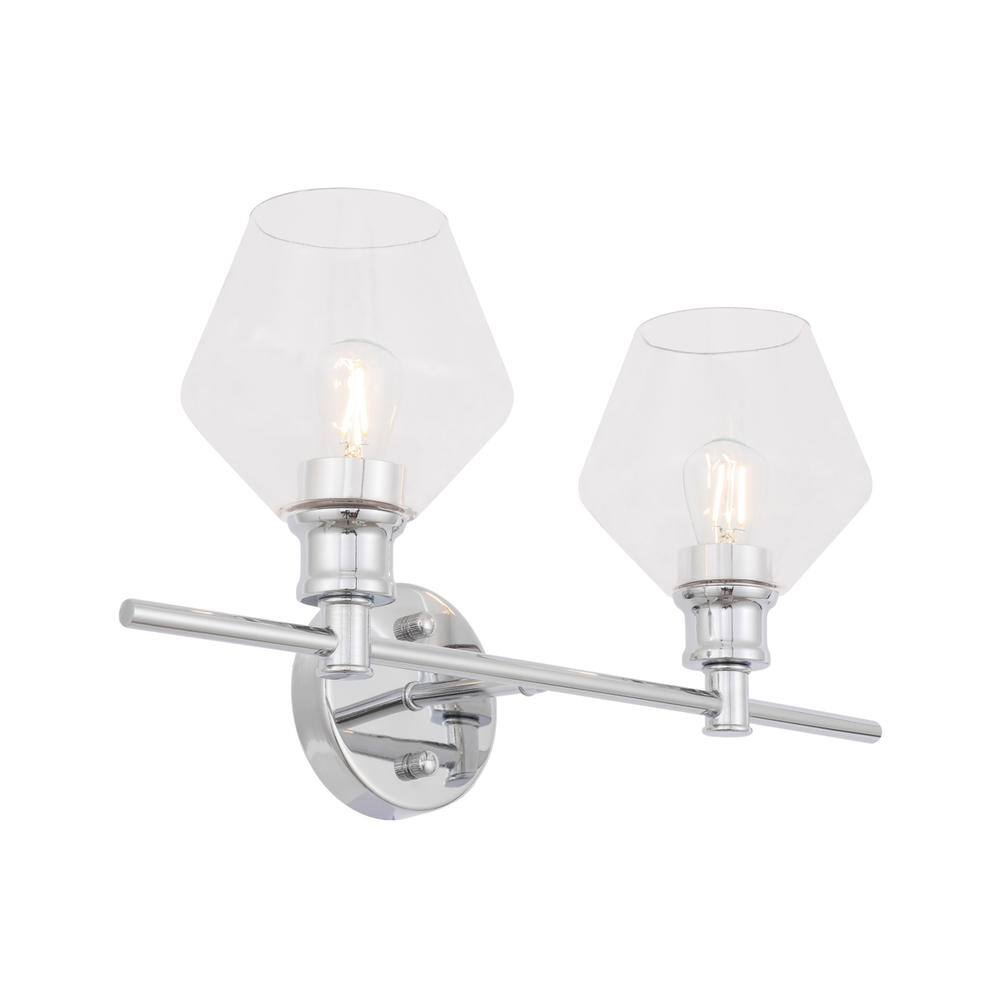 Alt View 4. Living District - Gene 2 light Chrome and Clear glass Wall sconce - Chrome And Clear Glass.