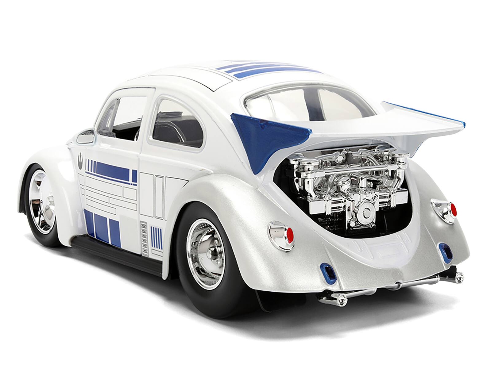Alt View 4. Jada - 1959 Volkswagen Drag Beetle White with Graphics and R2-D2 Figure "Star Wars" Franchise 1/24 Diecast Model Car by Jada - Multicolor.