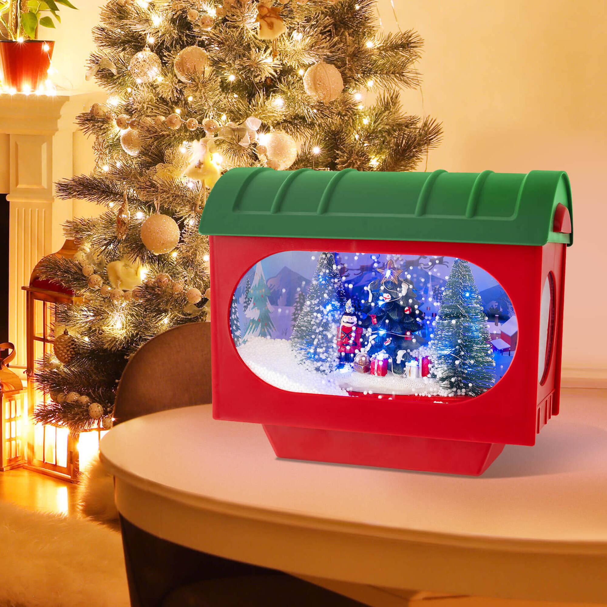 Alt View 3. Costway - Costway 59 Inch Musical Christmas Street Lamp with Sound-Activated Snow Globe Lantern - Red.