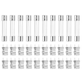 Unique Bargains - Glass Tube Fuses, 6x30mm 12A 250V Quick Fast Blow Glass Cartridge Tube Fuse with 20pcs Safety Clip 10pcs