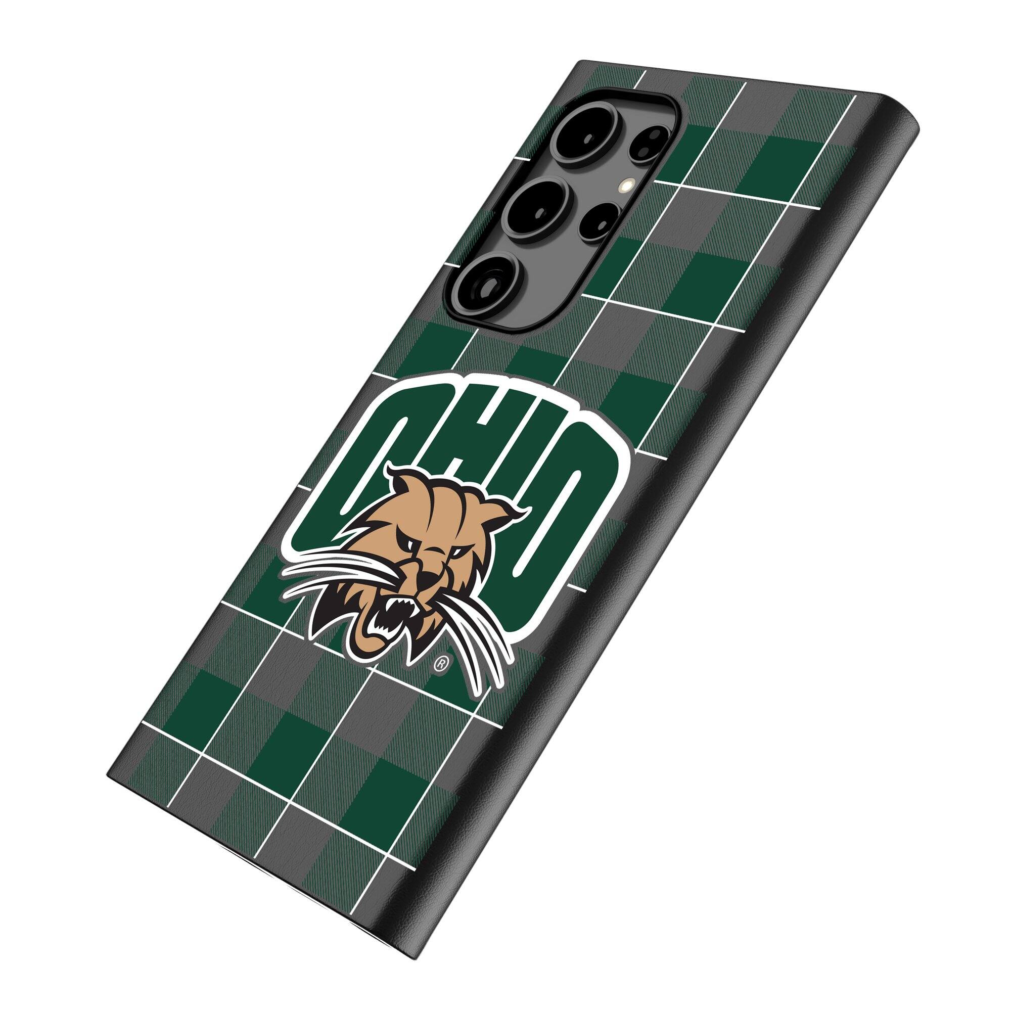 Alt View 1. Keyscaper - Ohio Bobcats Plaid Galaxy Magnetic Bump Case - S24 - Black.