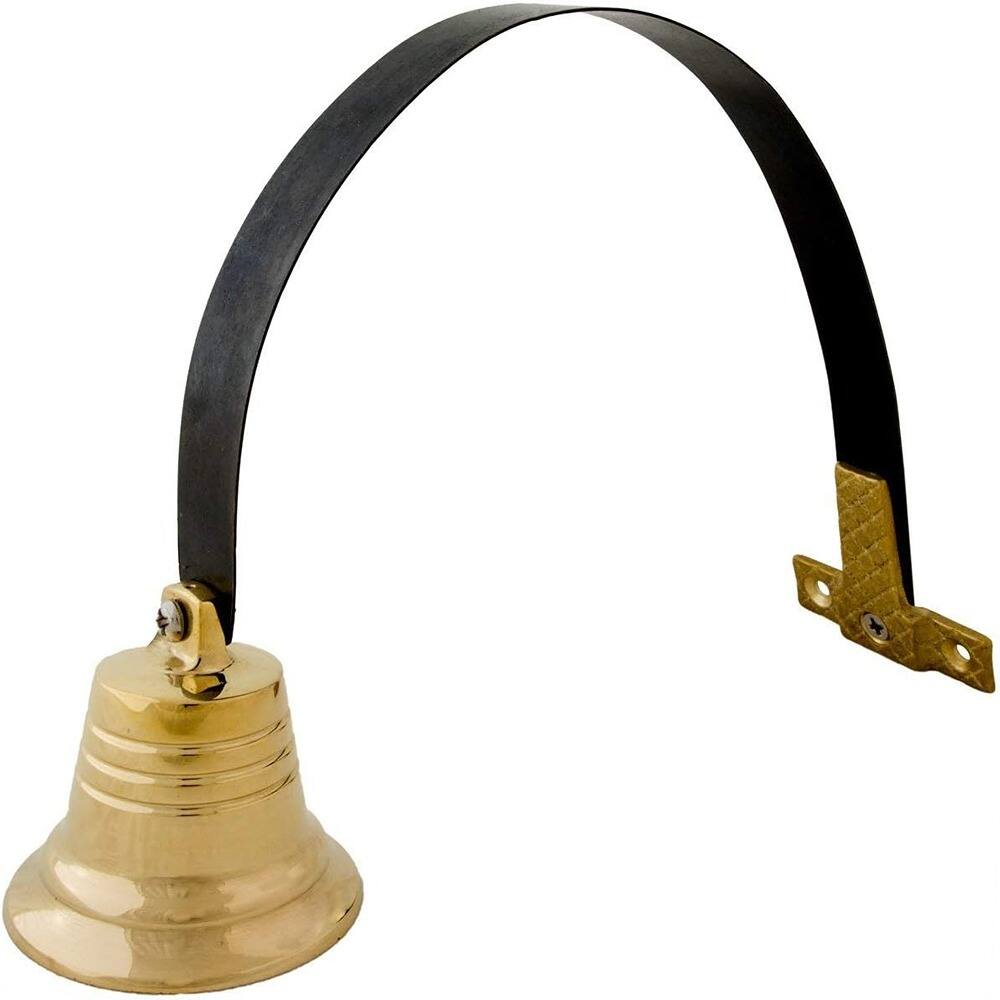 Front. Schertz - Shopkeeper’s Brass Door Chime Bell – Entry Alert for Business - gold/brass color.