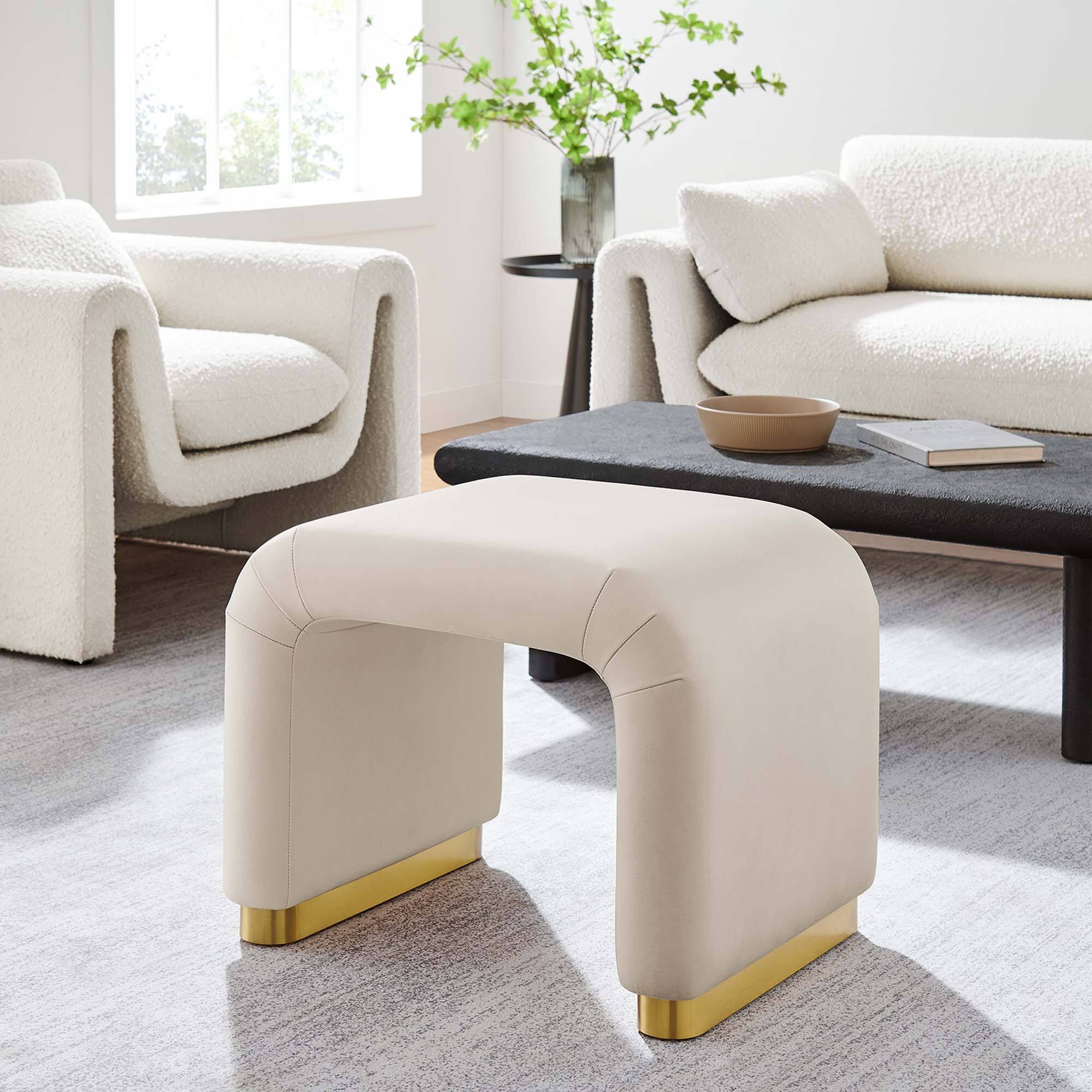Alt View 2. Modway - Koda Performance Velvet Waterfall Stool by Modway - Brass Almond.