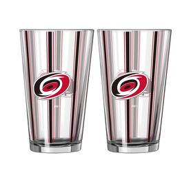 Logo Brands - Carolina Hurricanes Two-Piece 16oz. Striped Pint Glass Set - Multicolor