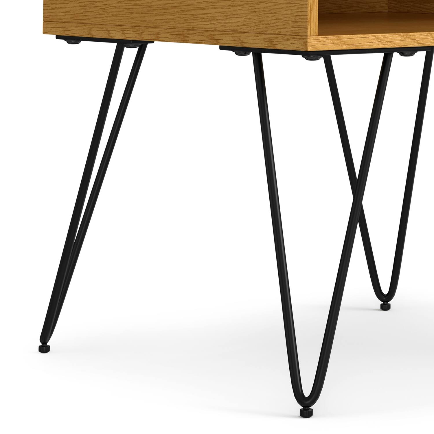 Alt View 2. Simpli Home - Hunter Industrial 22 inch Wide Metal End Table in Oak Veneer - Oak Veneer.