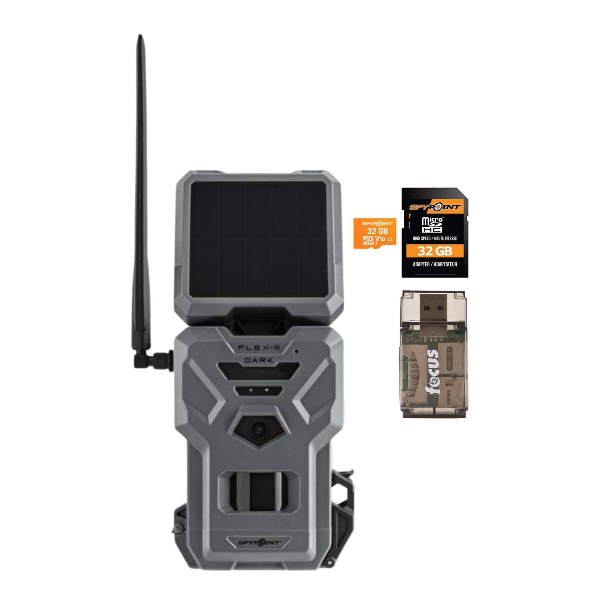 Spypoint - Flex-S-Dark Solar Trail Cam 40MP 1080p No-Glow 32GB Card and Reader
