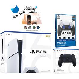 PlayStation 5 Slim Disc with Extra Controller, FPS Grip Kit and MightySkins Decal Voucher - PlayStation 5