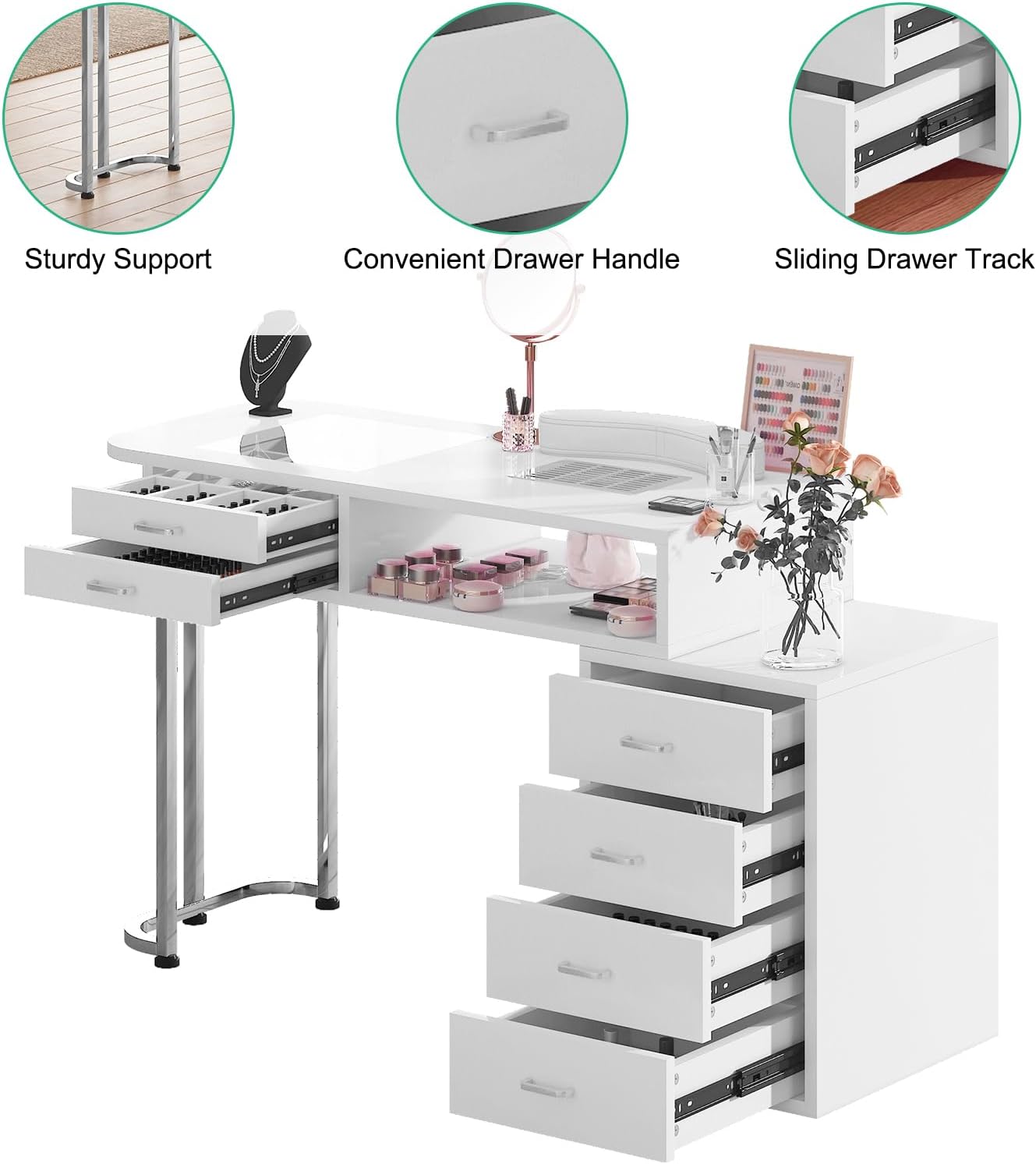 Sturdy Support  
Convenient Drawer Handle  
Sliding Drawer Track