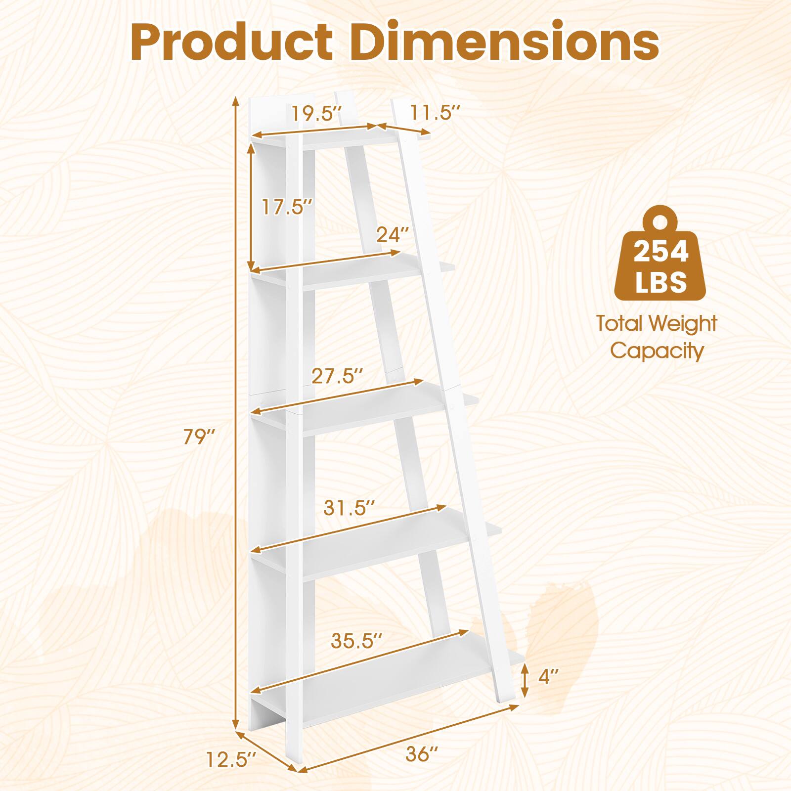 Product Dimensions: 19.5" x 11.5" x 17.5" x 24" x 27.5" x 254 LBS  
Total Weight Capacity: 79" x 31.5" x 35.5" x 4" x 12.5" x 36"