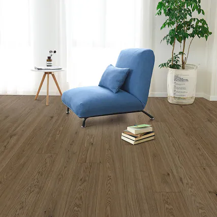 Front. Dotfloor - Superoak SEKET Laminate Flooring - 48"x7.7" Planks, 8 Planks/Box (20.56 sq ft/Box), 12mm Thick, AC4 Wear Rating - Plain Brown.
