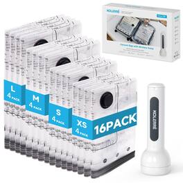 DORLUKFU - 16 Pack Travel Vacuum Bags with Upgraded Rechargeable Pump, 4 Sizes Space Saver Vacuum Storage Bags for Luggage and - Clear