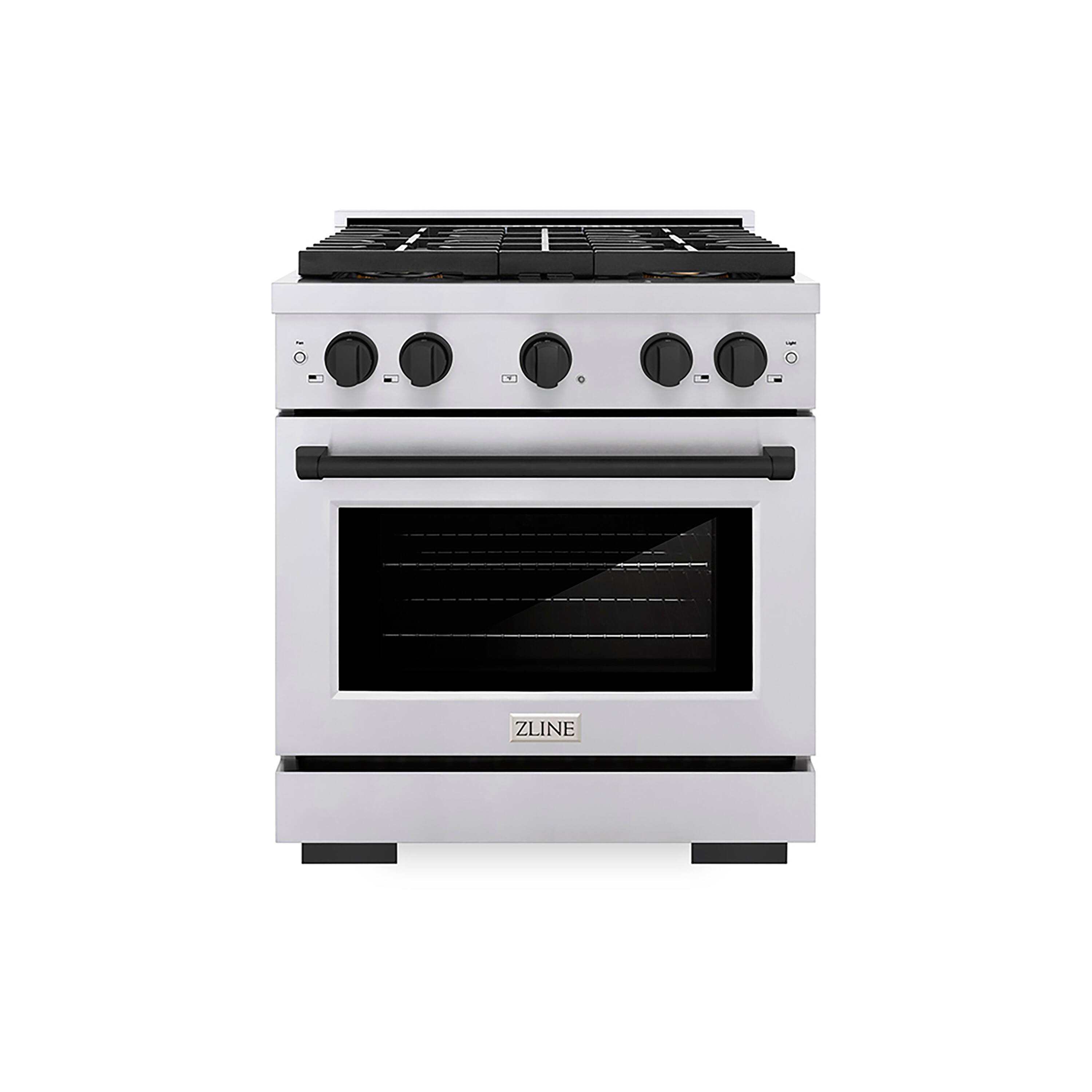 ZLINE - Autograph 30 in. 4.2 cu. ft. Freestanding Paramount Dual Fuel DuoPro Range in Stainless Steel with Black Accents - Stainless Steel