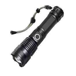 Cluzine - Rechargeable LED Flashlight,IPX6 Waterproof, Power Display, Hand Strap for Camping