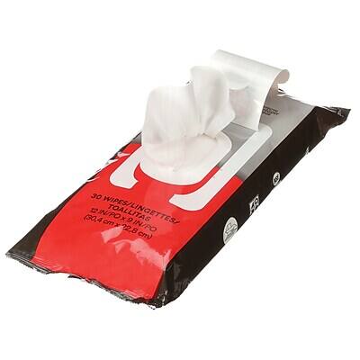 30 WIPES/LINGETTES/TOALLITAS  
12 INCHES x 9 INCHES  
(30.4 CM x 22.8 CM)