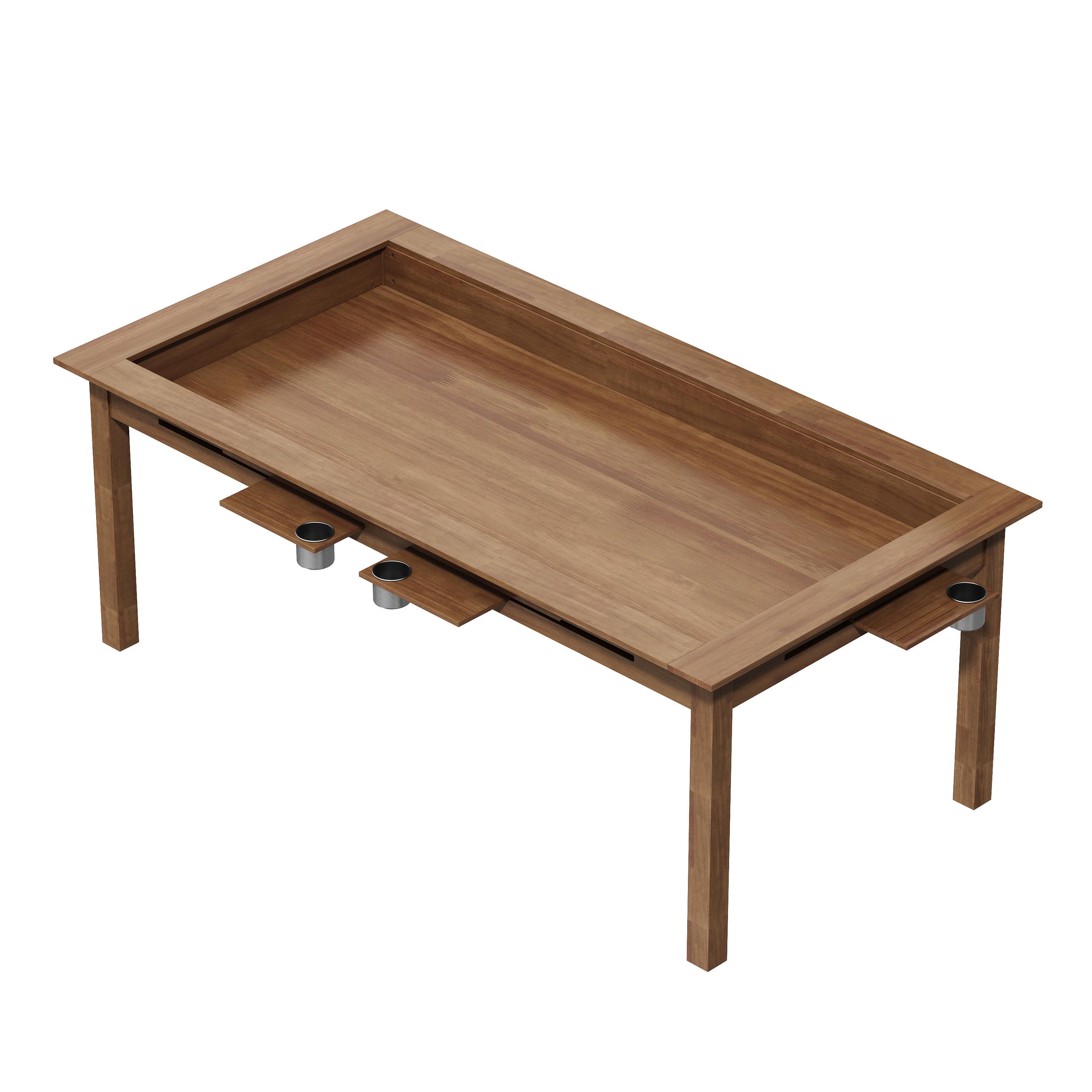 Alt View 2. Famapy - 78.7"Solid Rubberwood Board Game Dining Table,2-in-1 Gaming Table with Slatted Storage Trays&Cup Holders Walnut Finish - Teak Brown.