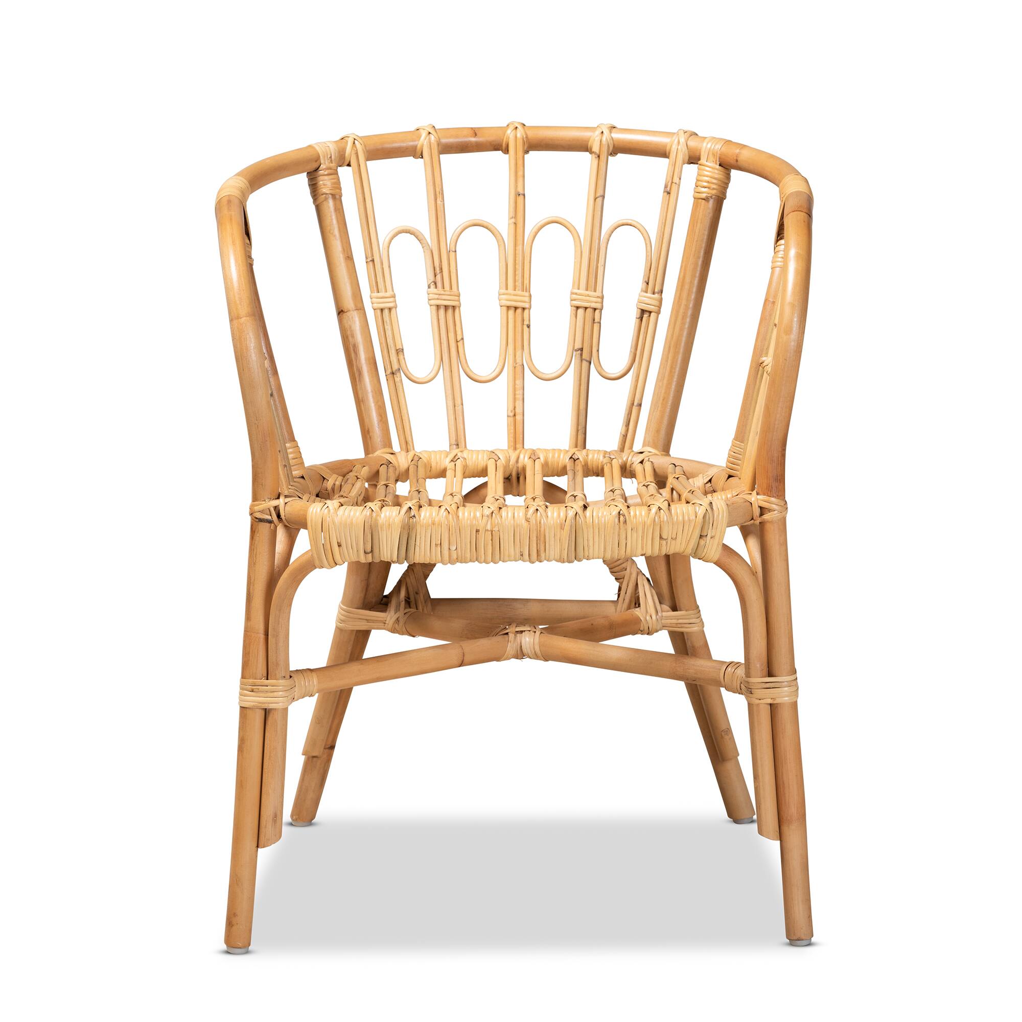 Angle. bali & pari - Luxio Modern and Contemporary Natural Finished Rattan Dining Chair - Natural.