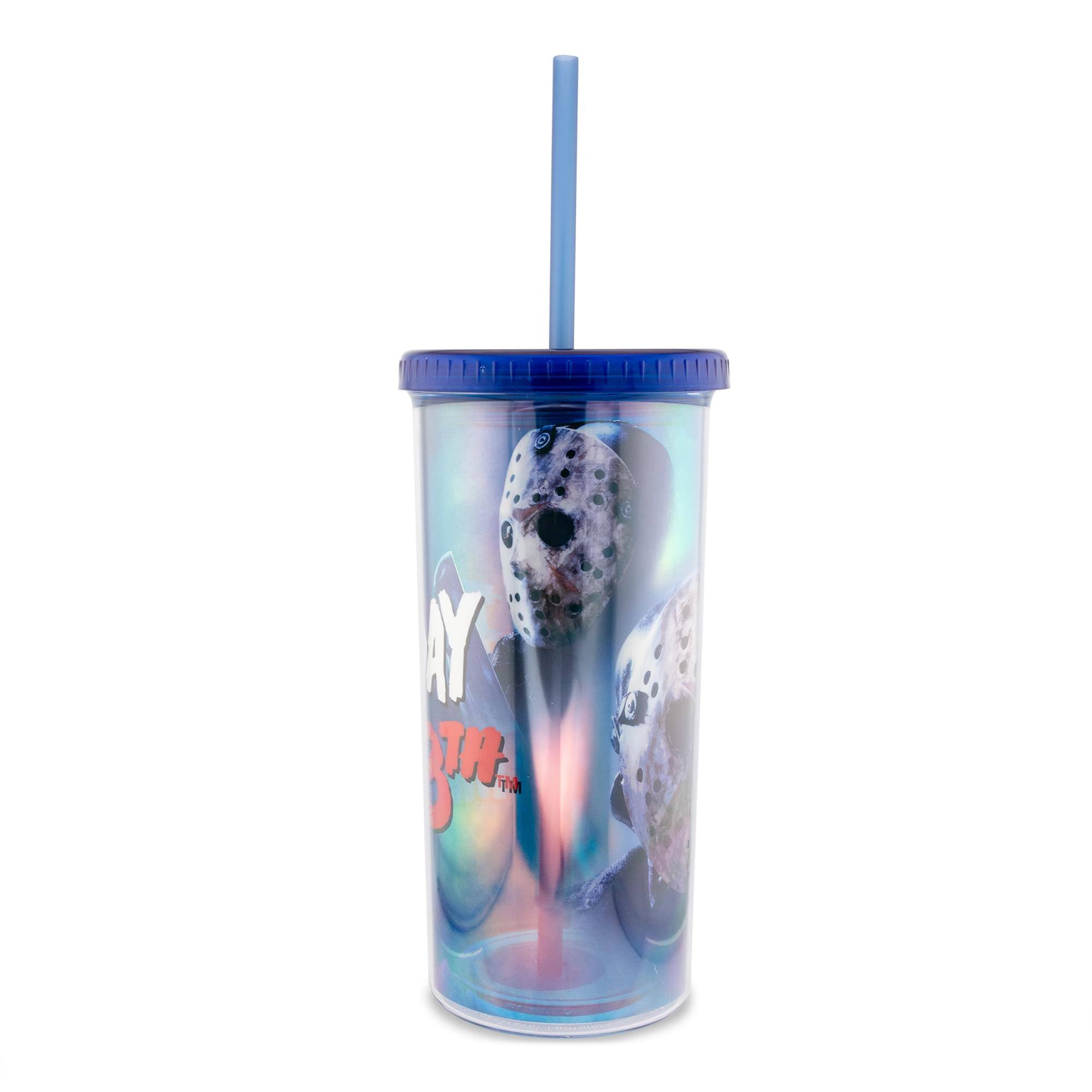 Alt View 10. Silver Buffalo - Friday The 13th Jason Carnival Cup With Lid and Straw | Holds 20 Ounces - Blue.
