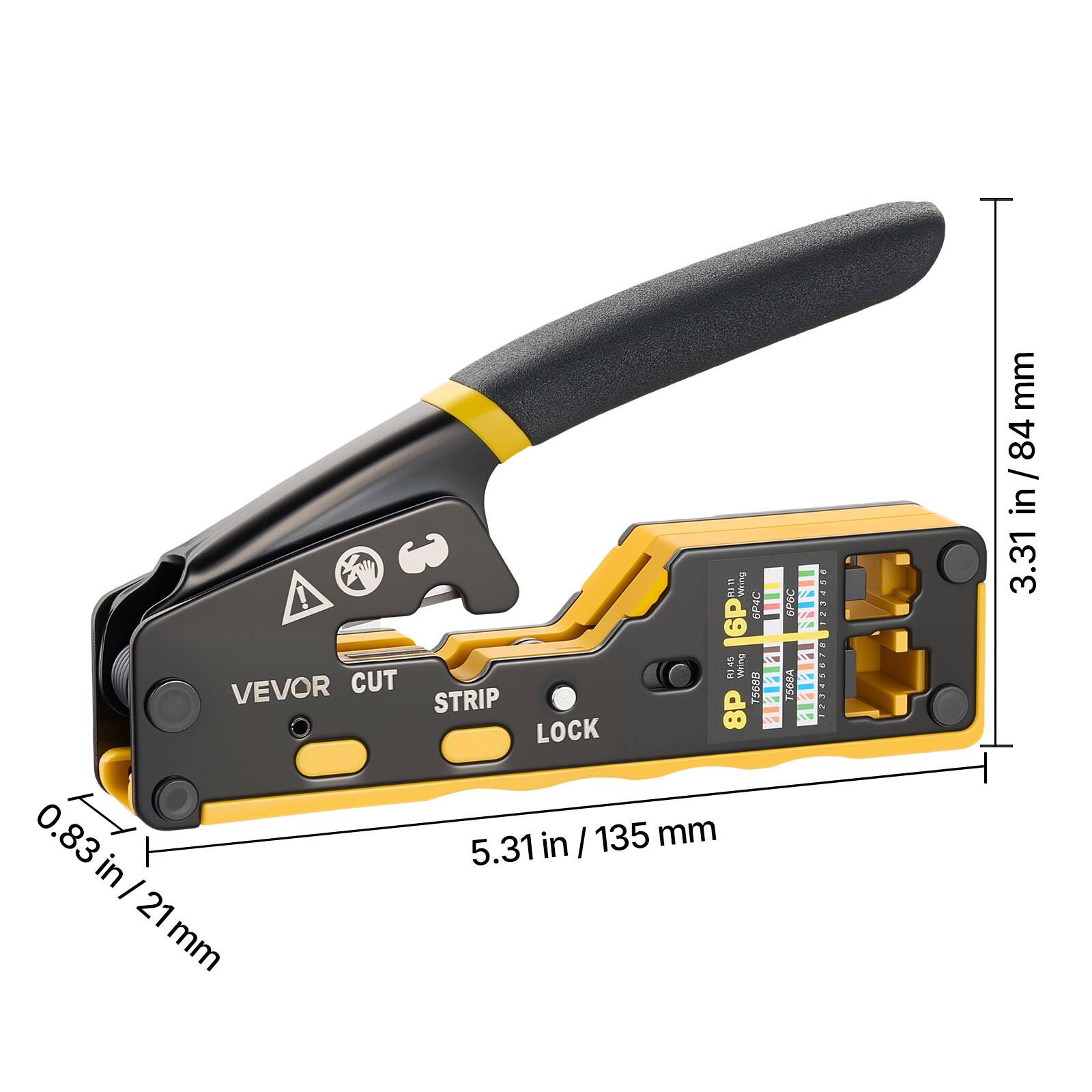 VEVOR CUT STRIP LOCK  
16P SP4C E PBC NN 323456 L  
Wring A EOSAN 8P T5688  
3.31 in / 84 mm  
0.83 in / 21 mm  
5.31 in / 135 mm