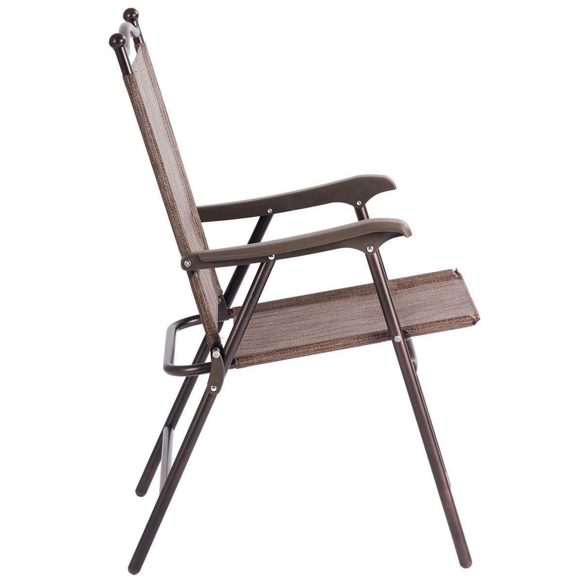 Alt View 5. Costway - Costway Set of 2 Patio Folding Sling Back Chairs Camping Deck Garden Beach - Brown.