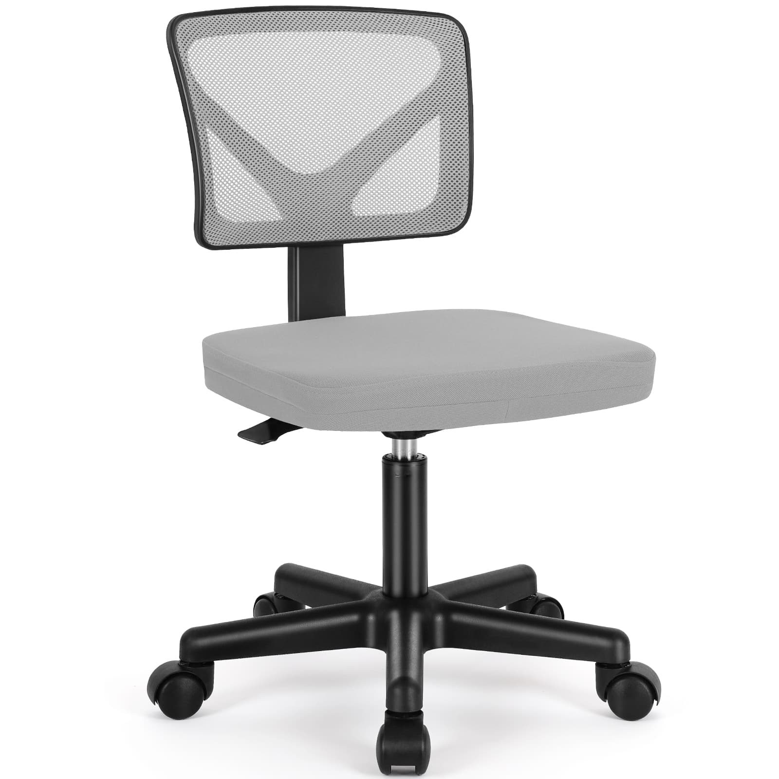 Sweetcrispy - Ergonomic Low-Back Mesh Armless Swivel Office Chair, Adjustable Modern Small Desk Chair for Home Office - Gray