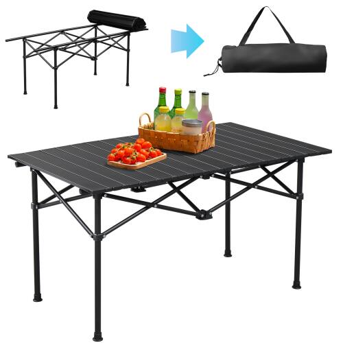 Alt View 3. Winado - 47in Portable Folding Camping Table, Ultralight Collapsible Table for Outdoor Travel Hiking Table Backyard BBQ Party - Black.