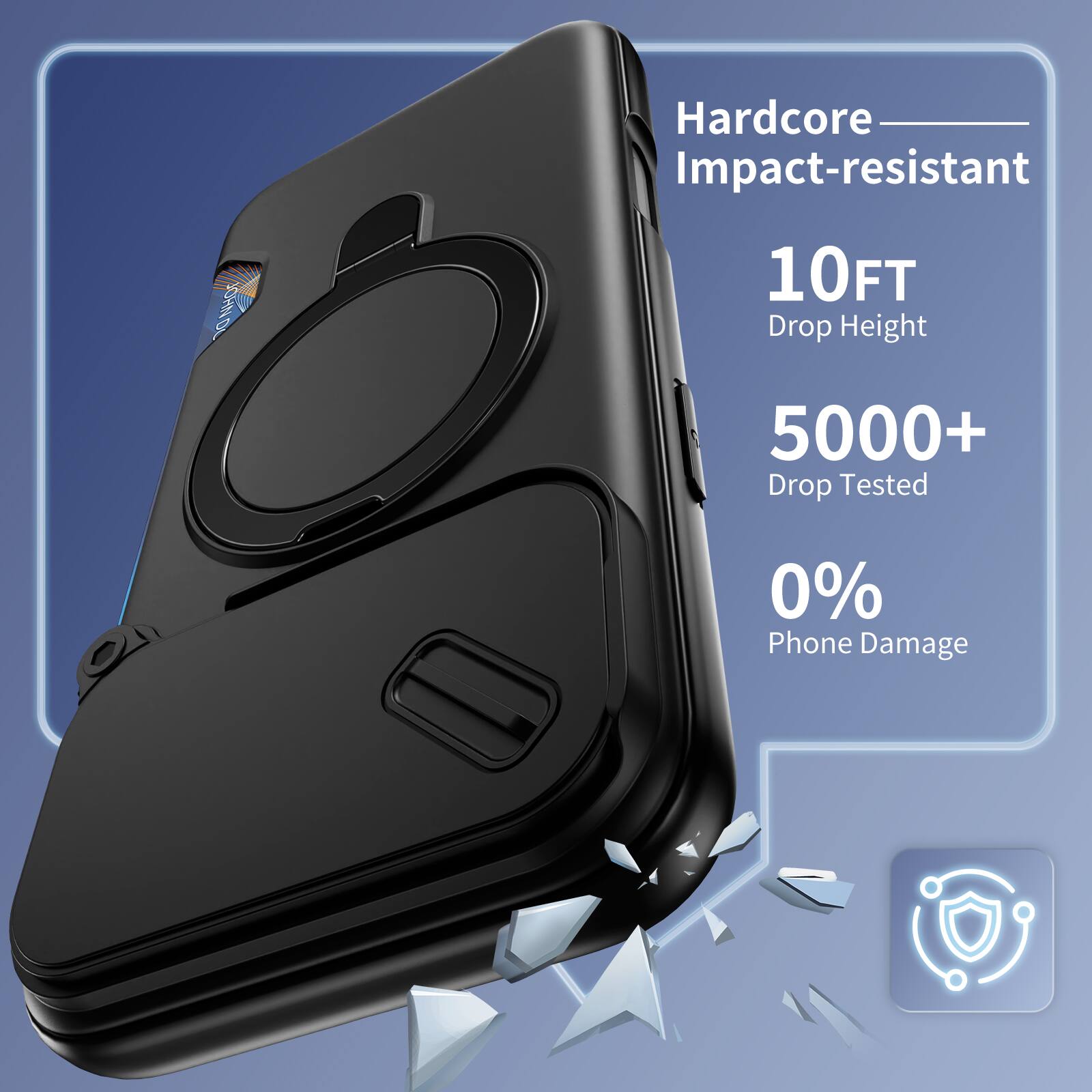 Hardcore Impact-resistant  
10FT Drop Height  
5000+ Drop Tested  
0% Phone Damage