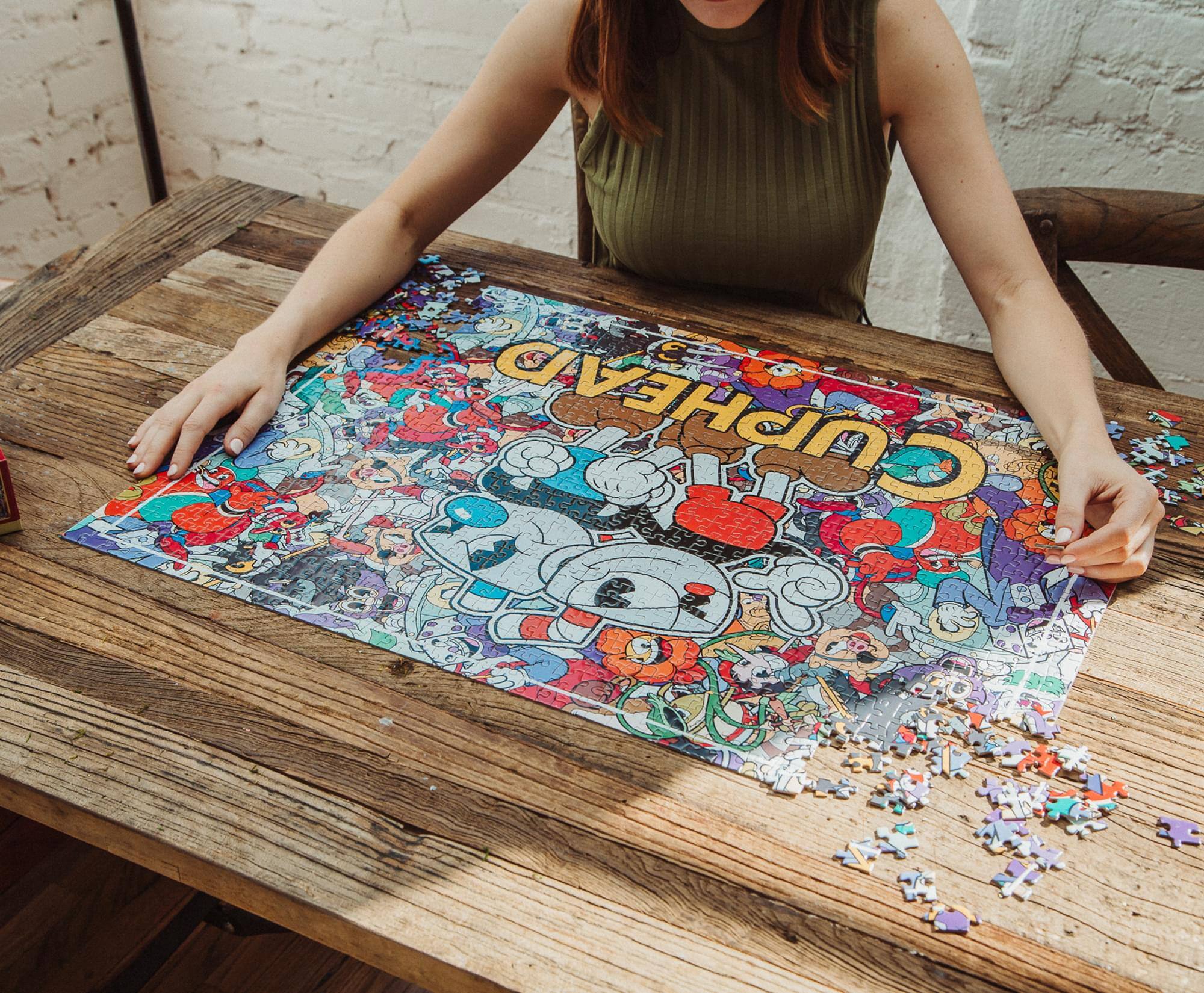 Alt View 5. Toynk - Cuphead and Mugman Collage 1000-Piece Jigsaw Puzzle | Toynk Exclusive - Multi-Color.