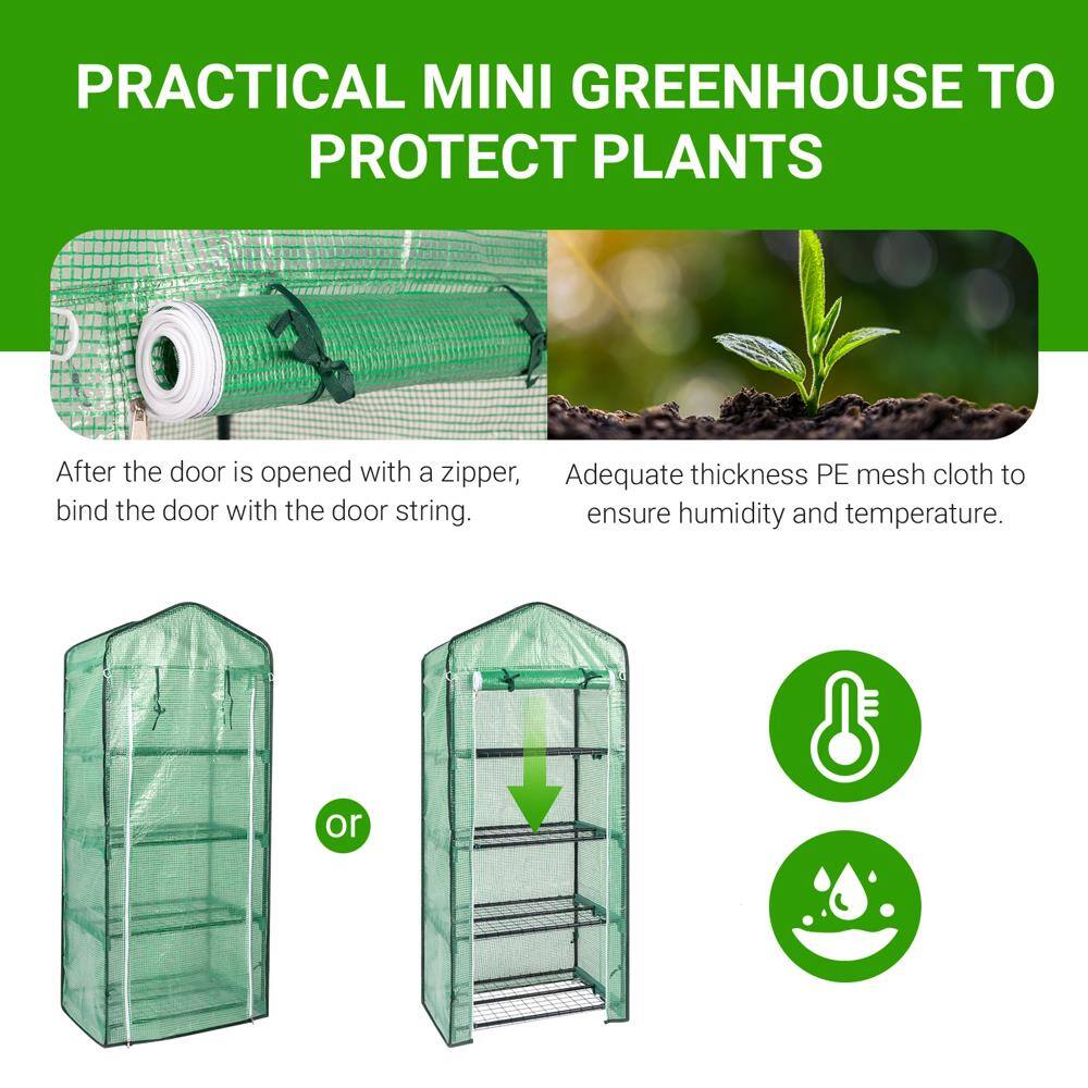 PRACTICAL MINI GREENHOUSE TO PROTECT PLANTS

After the door is opened with a zipper, bind the door with the door string.

Adequate thickness PE mesh cloth to ensure humidity and temperature.