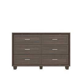 Famapy - Classic 6-Drawer Dresser: Wood-Grain Charm, Timeless Storage - Brown