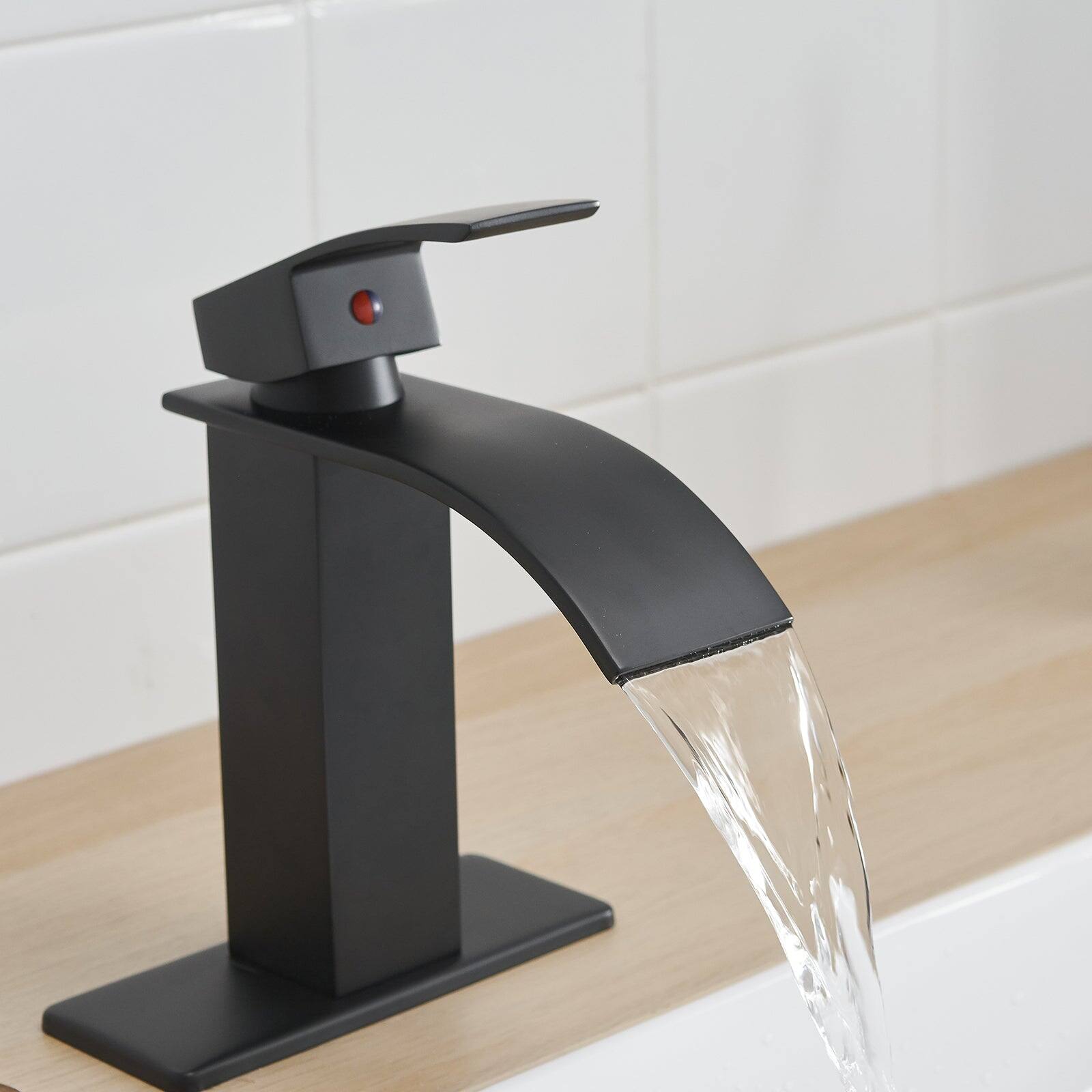 Alt View 7. Boyel Living - Single Handle Single Hole Bathroom Faucet with Deckplate Included and Pop Up Drain in Matte Black - Matte Black.