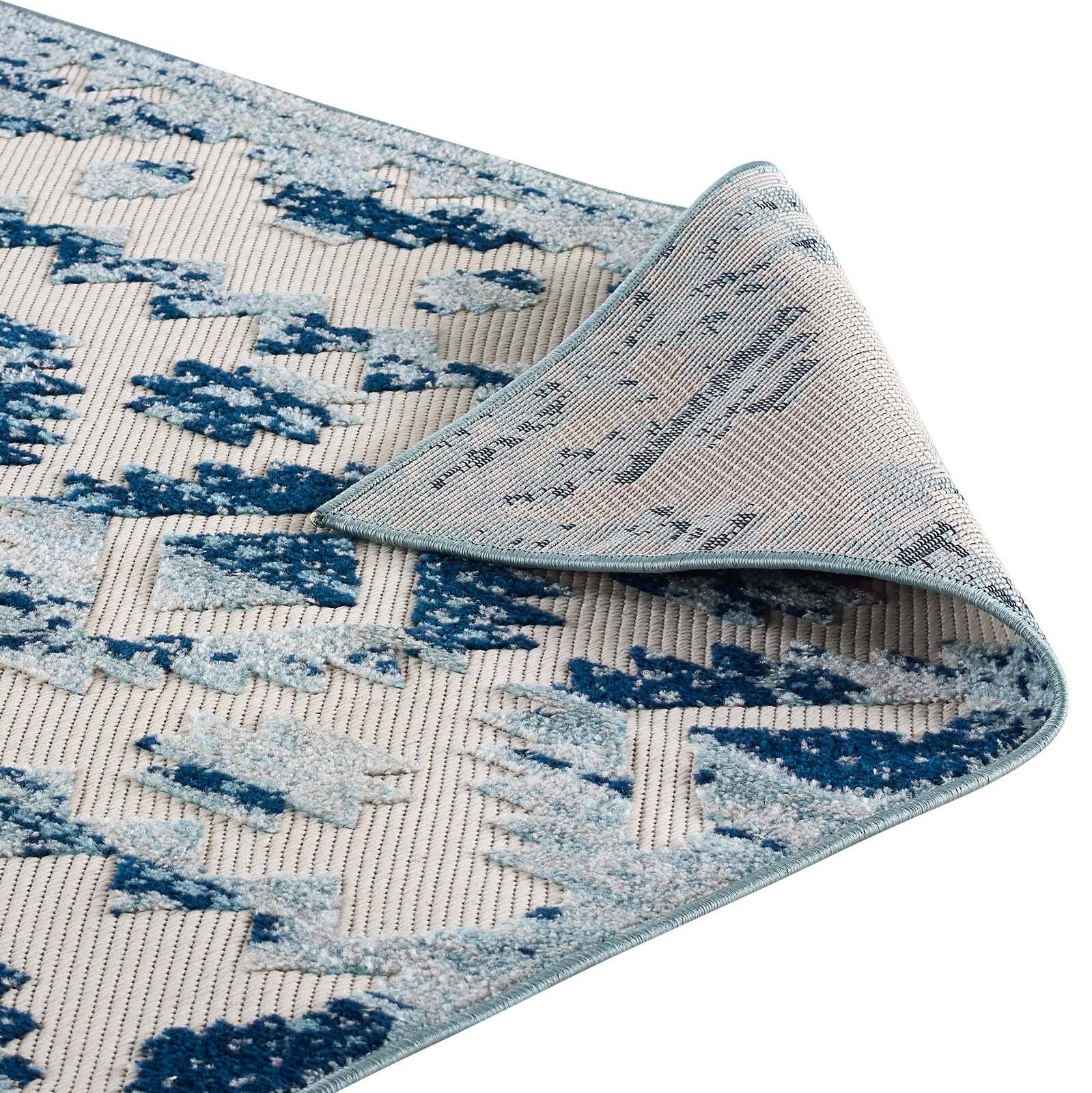 Alt View 4. Modway - Reflect Takara Abstract Diamond Moroccan Trellis Indoor and Outdoor Area Rug - Ivory and Blue.