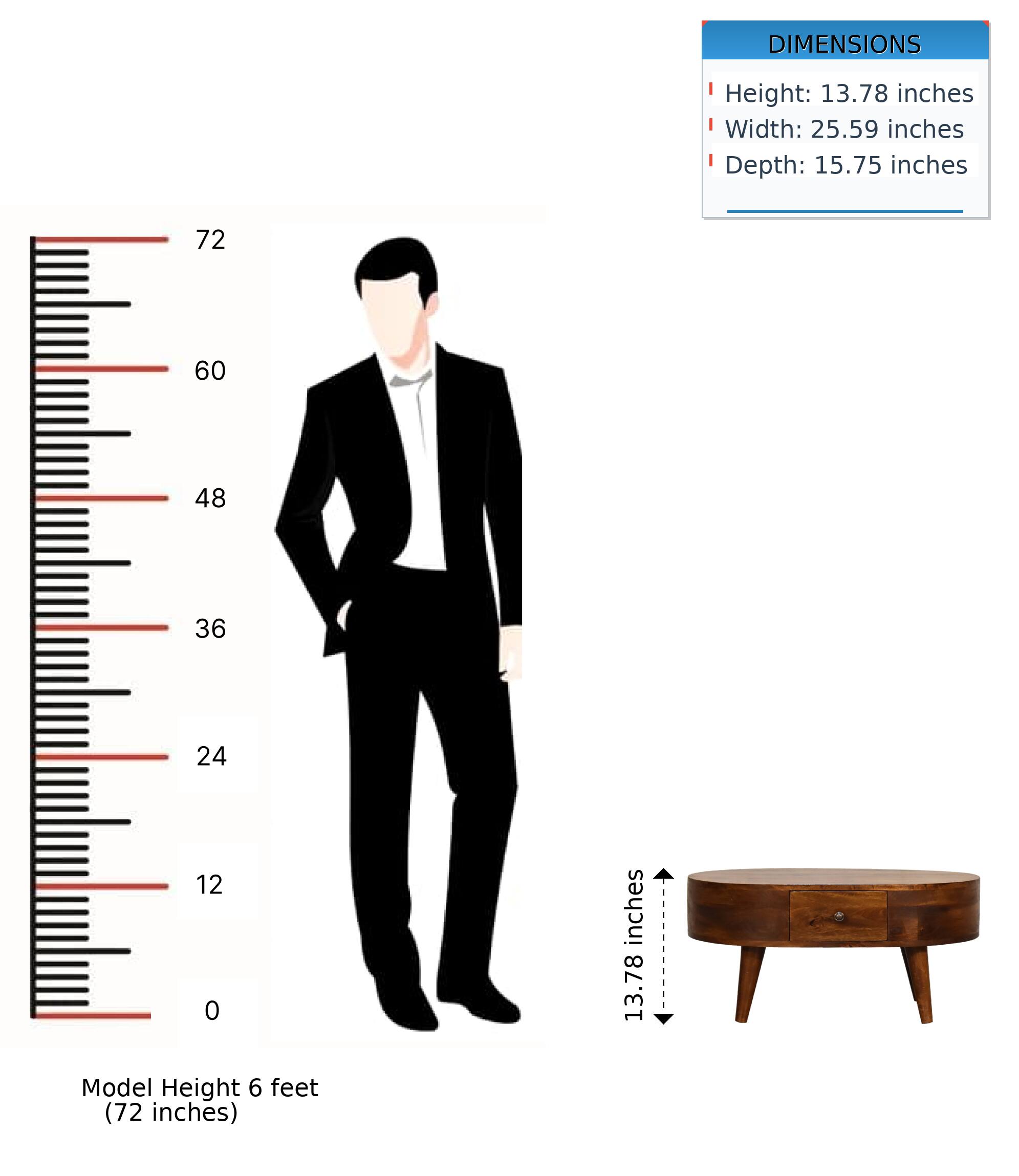 DIMENSIONS  
- Height: 13.78 inches  
- Width: 25.59 inches  
- Depth: 15.75 inches  

Model Height: 6 feet (72 inches)