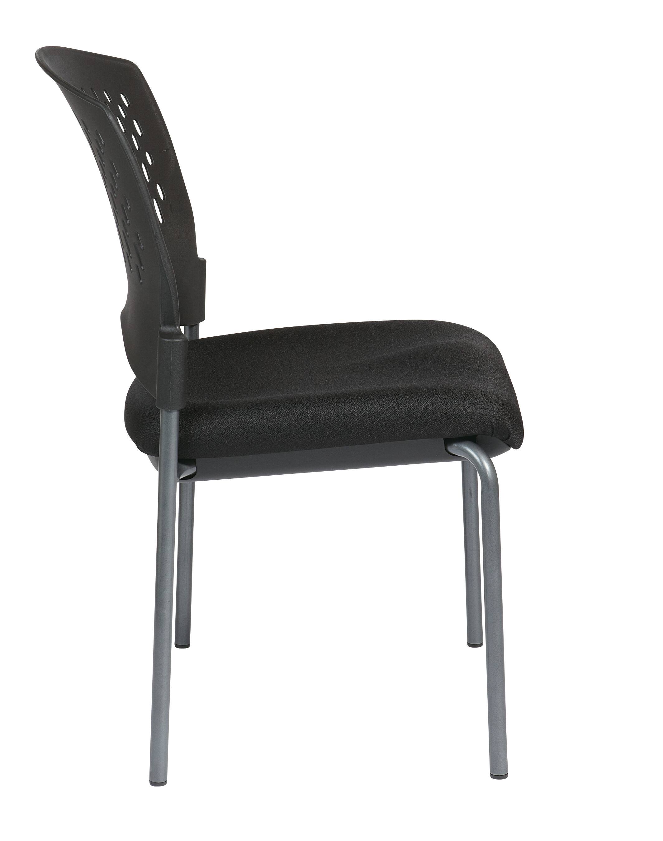 Left. Office Star Products - Titanium Finish Armless Visitors Ch - Coal.