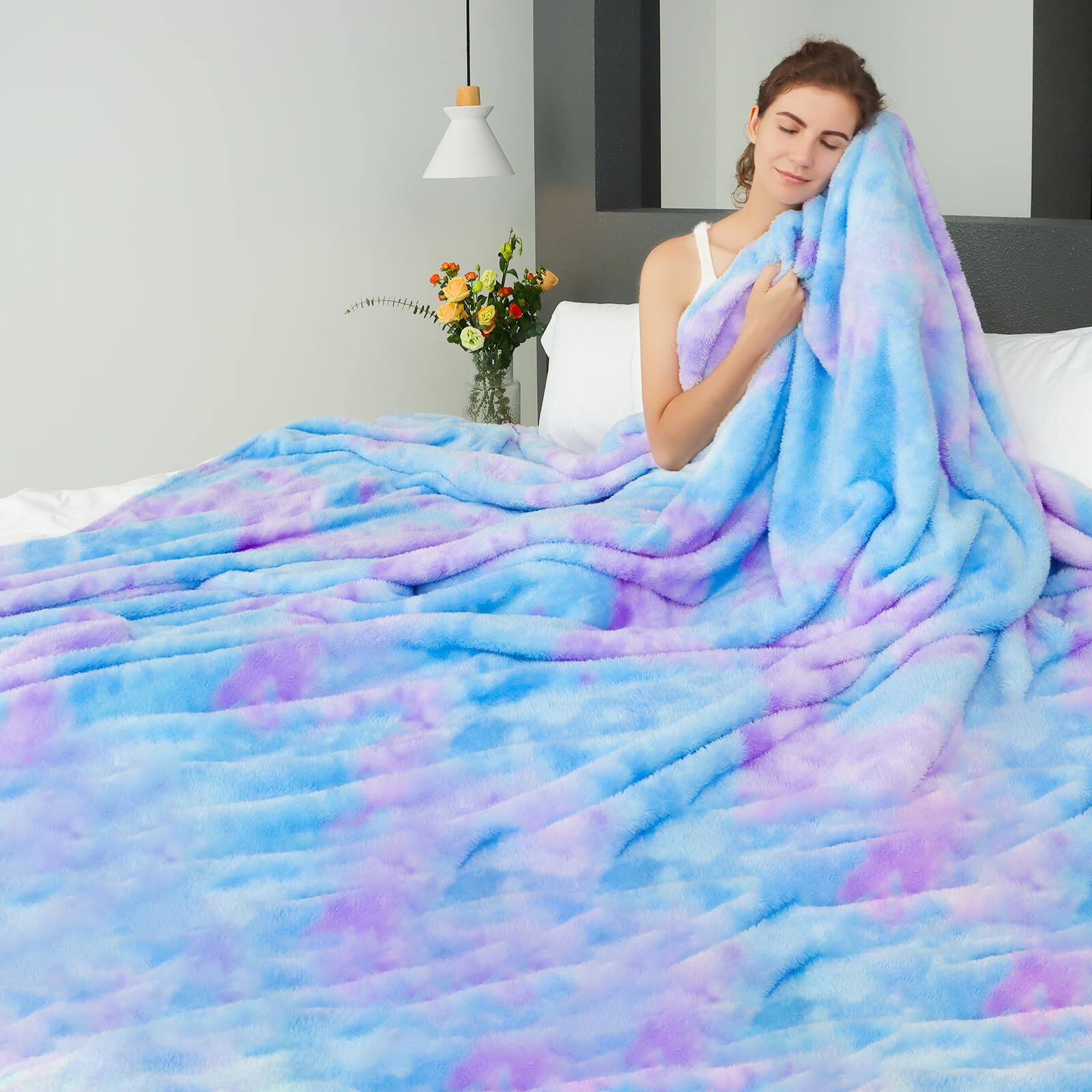 Alt View 4. NICHOLAS KLEIN - Blankets Fuzzy Soft Fleece Throw Blanket Cozy Warm For Bed - Blue Pink Throw(50"x70"/ 130x150cm).