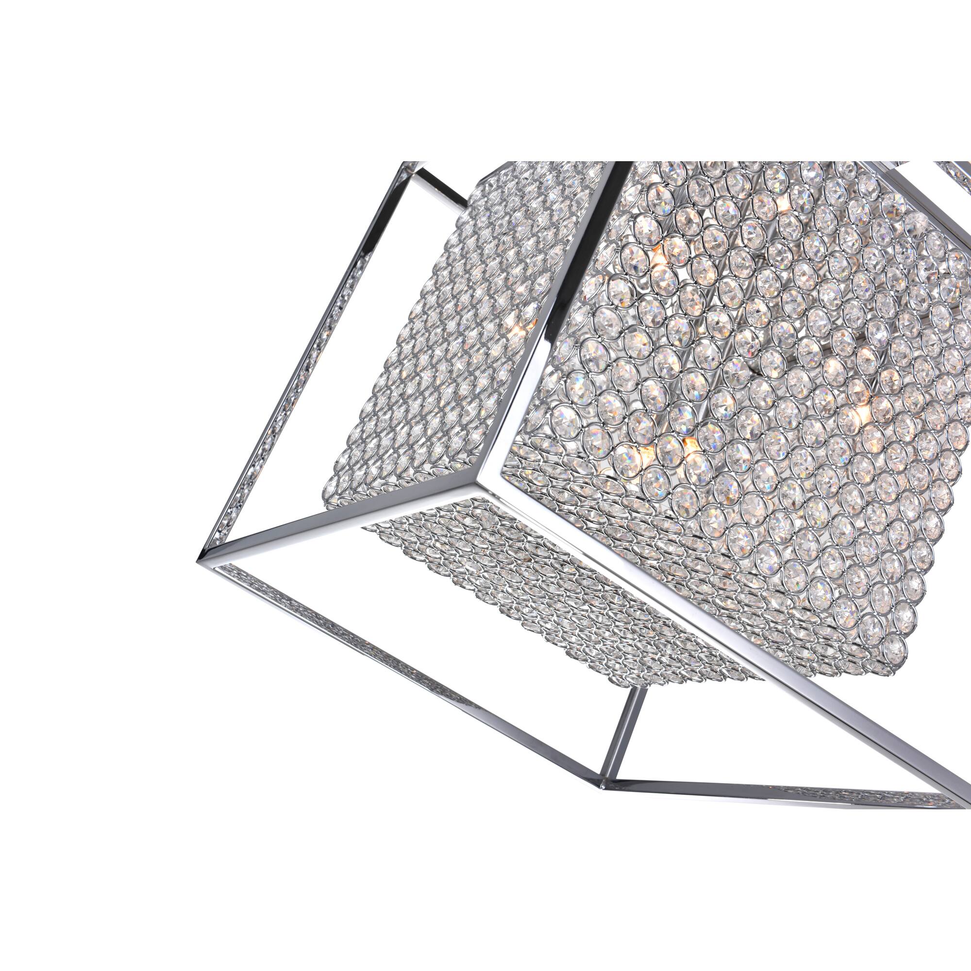 Left. CWI Lighting - Cube 5 Light Chandelier With Chrome Finish - Chrome.