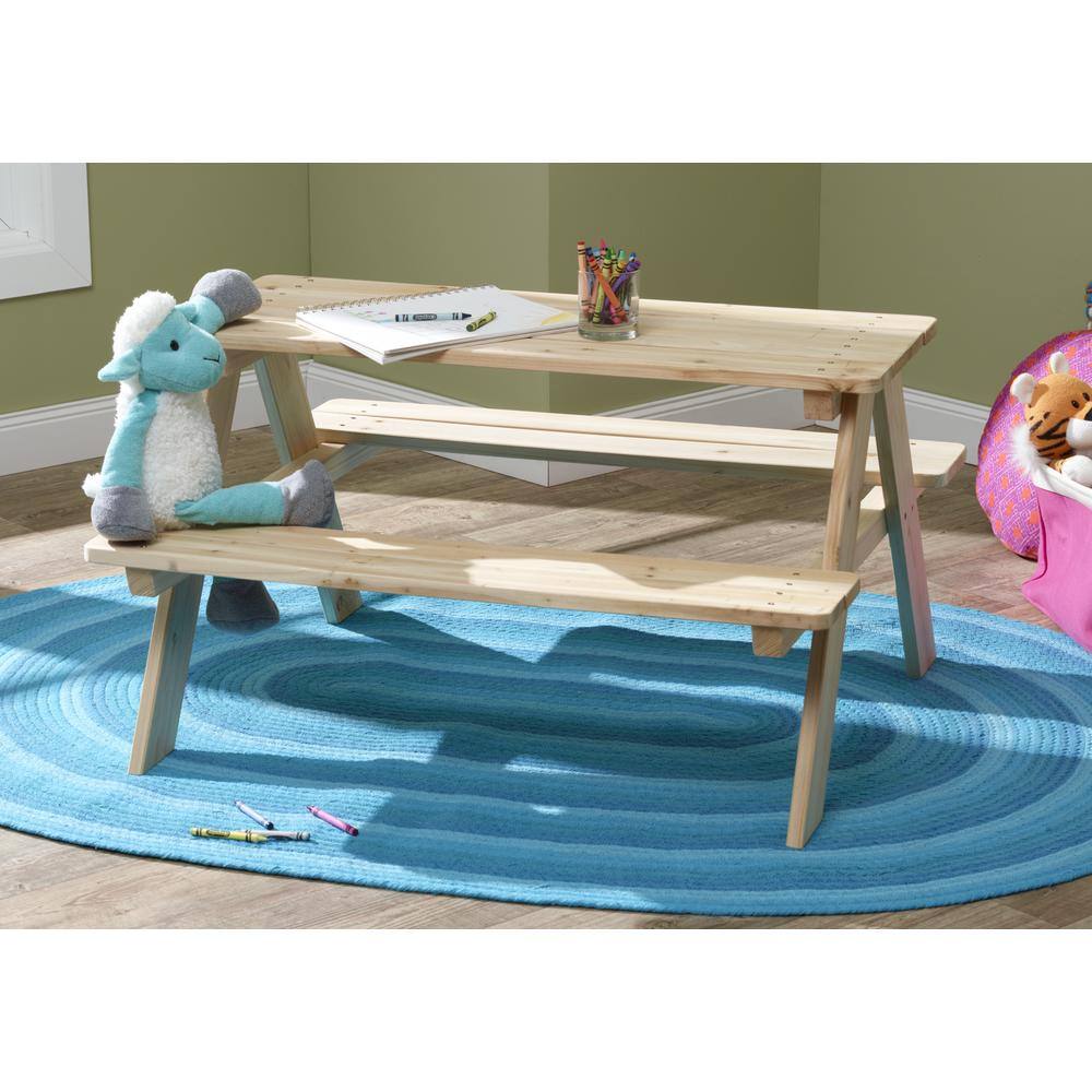 Alt View 1. Turtleplay - Wooden Kids Picnic Table - Beige.