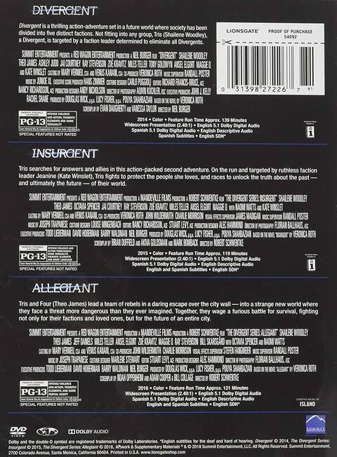 YYST The Divergent Series: 3-Film Collection - DVD/Blu-ray? Raccolta Dei Tre Film Della Serie Divergent