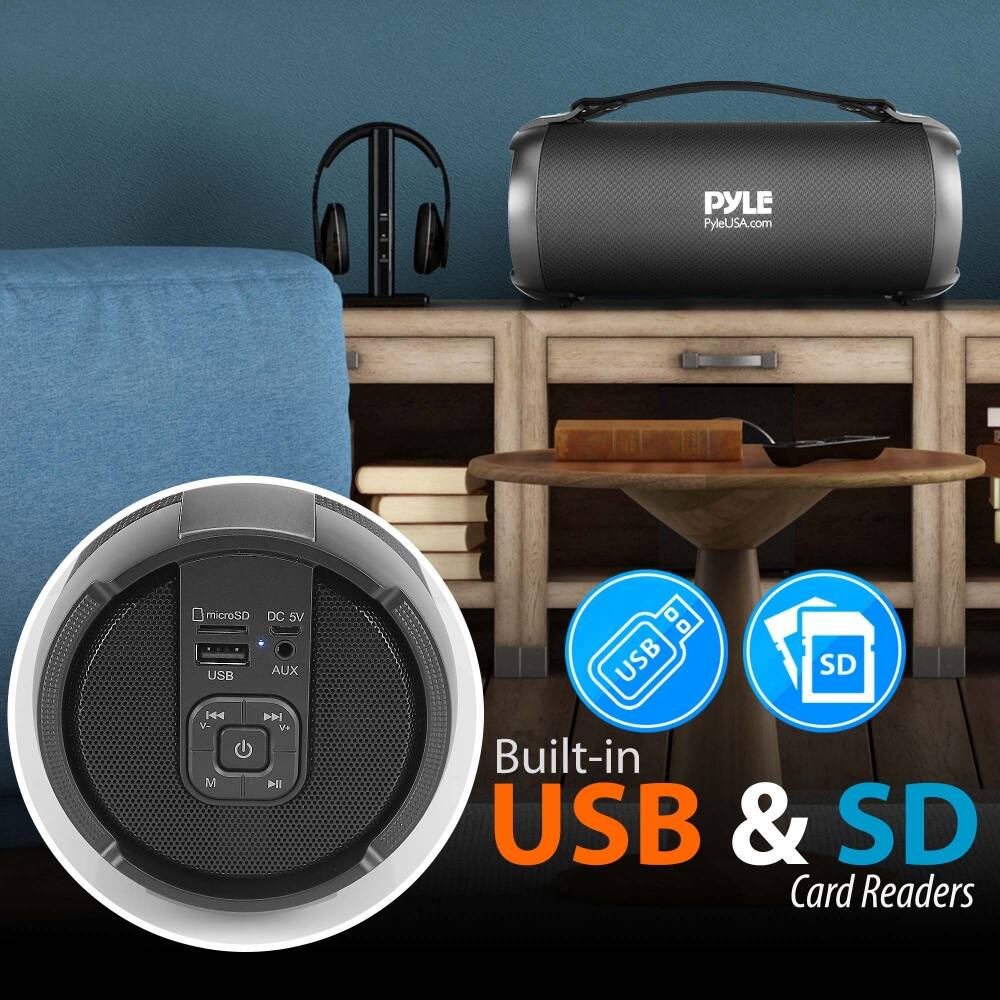 PYLE  
PyleUSA.com  

microSD DC 5V USB AUX  

Built-in USB & SD Card Readers