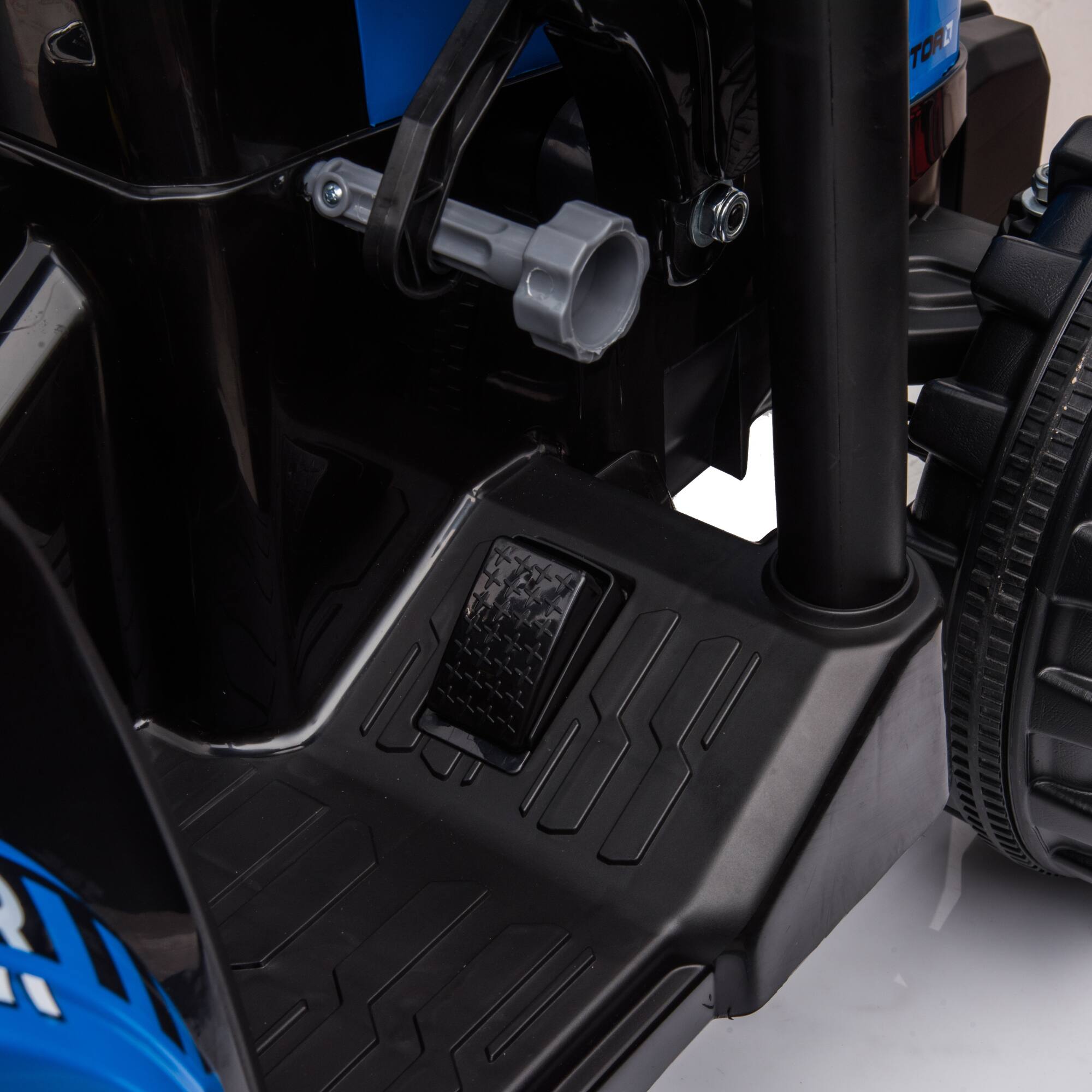 Alt View 1. ELEMENT ACE - 24V Battery-Powered Kids Ride-On Tractor with Remote Control, Working Loader, and Backhoe Digger - Blue.