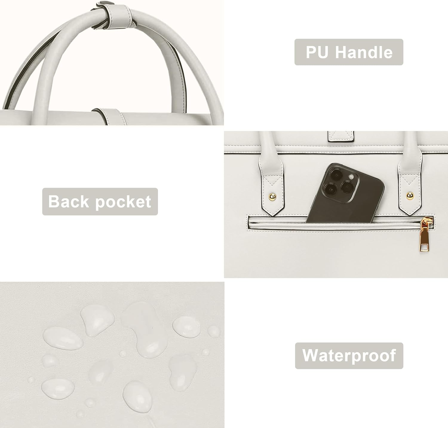 - PU Handle
- Back pocket
- Waterproof