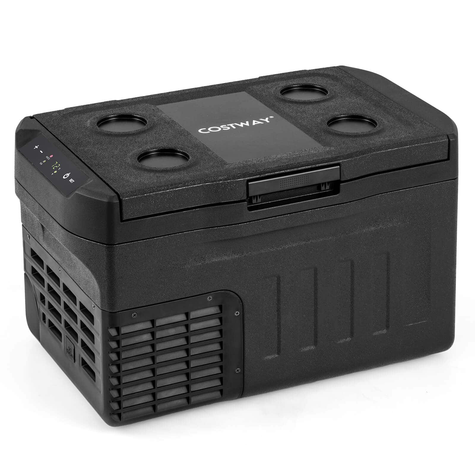 Costway - 12 Volt Car Refrigerator with -4℉~68℉ Adjustable Range Divider for Camping 23 QT - Black