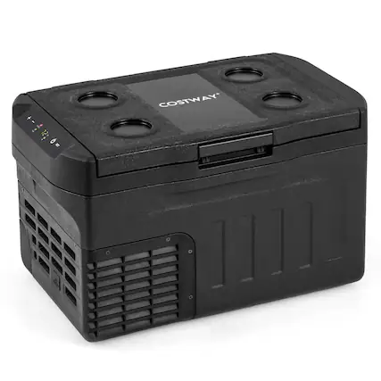 Front. Costway - Costway 12 Volt Car Refrigerator with -4℉~68℉ Adjustable Range Divider for Camping 23 QT - Black.