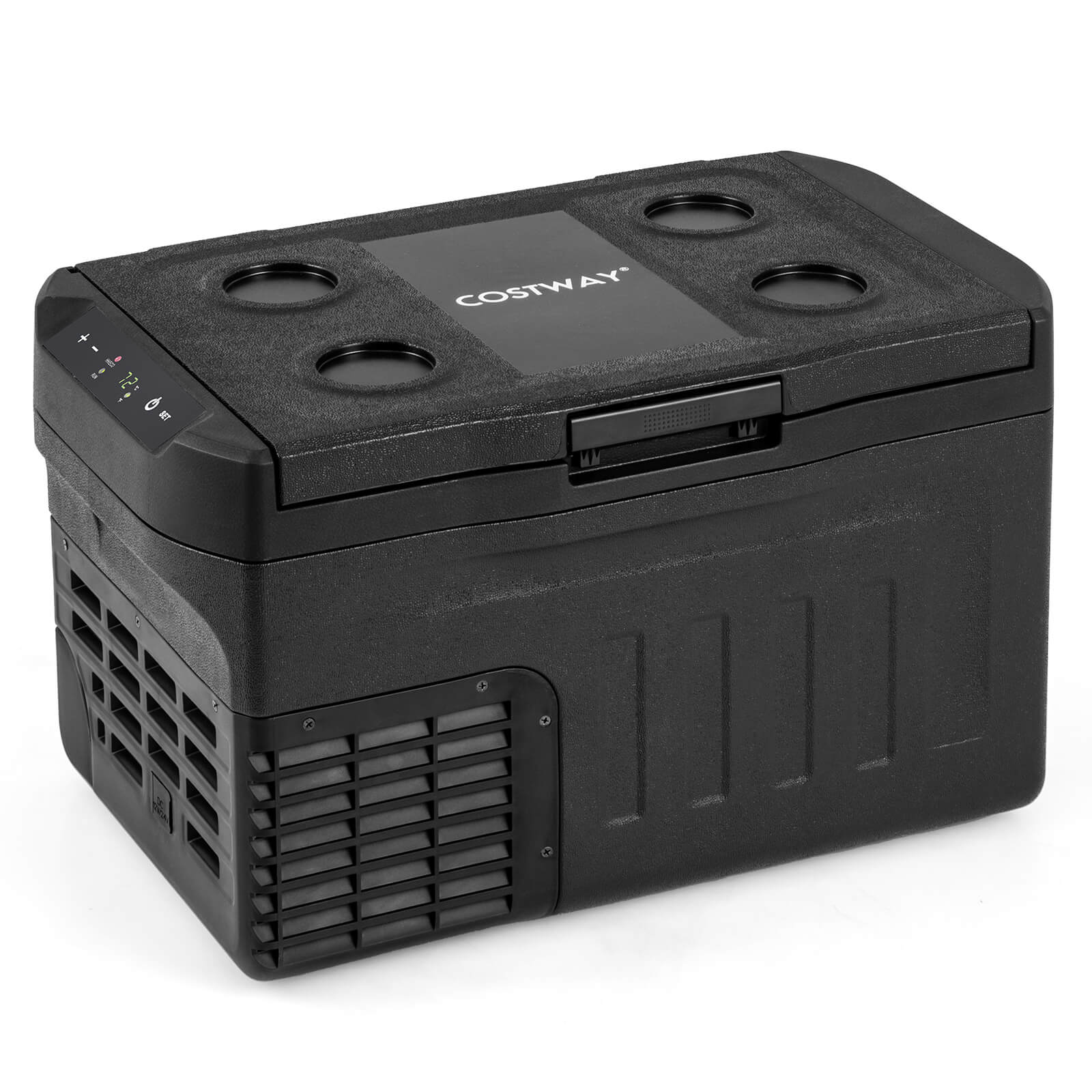 Front. Costway - Costway 12 Volt Car Refrigerator with -4℉~68℉ Adjustable Range Divider for Camping 23 QT - Black.