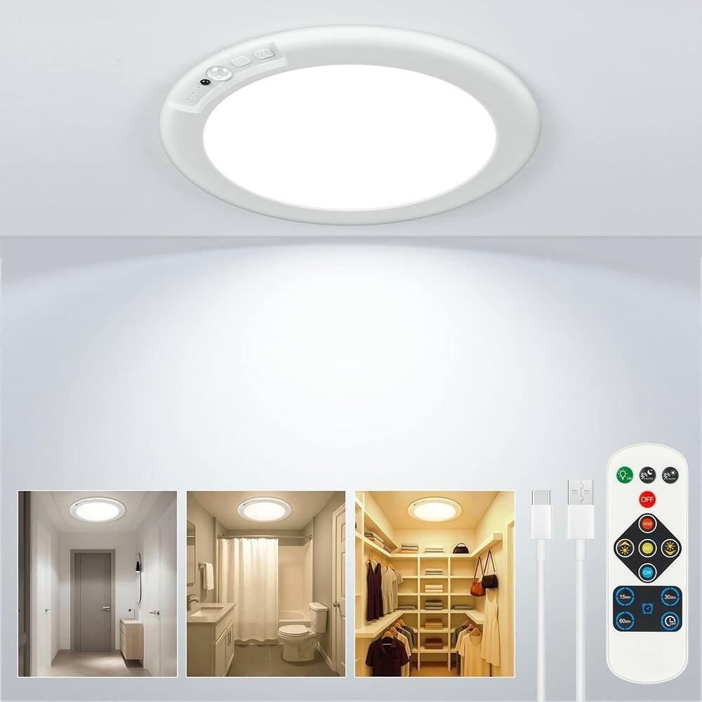 ACJPR - Wireless Motion Sensor Closet Lights, Rechargeable LED Ceiling Night Light with Remote, Indoor Battery Operated
