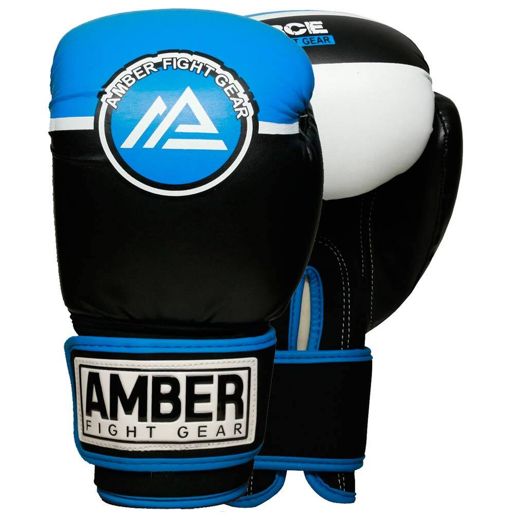 Amber Sporting Goods - Force Boxing Gloves for Training, Sparring Punching Bag & Mitts Gloves, Blue/Black, 14oz - Black/Blue