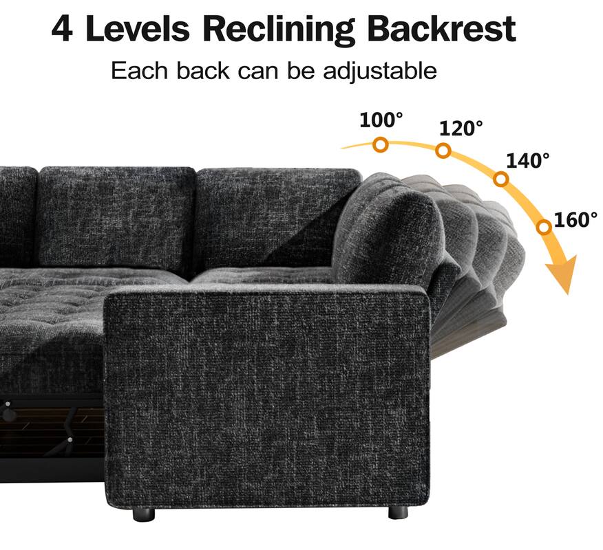 4 Levels Reclining Backrest  
Each back can be adjustable  
100° 120° 140° 160°