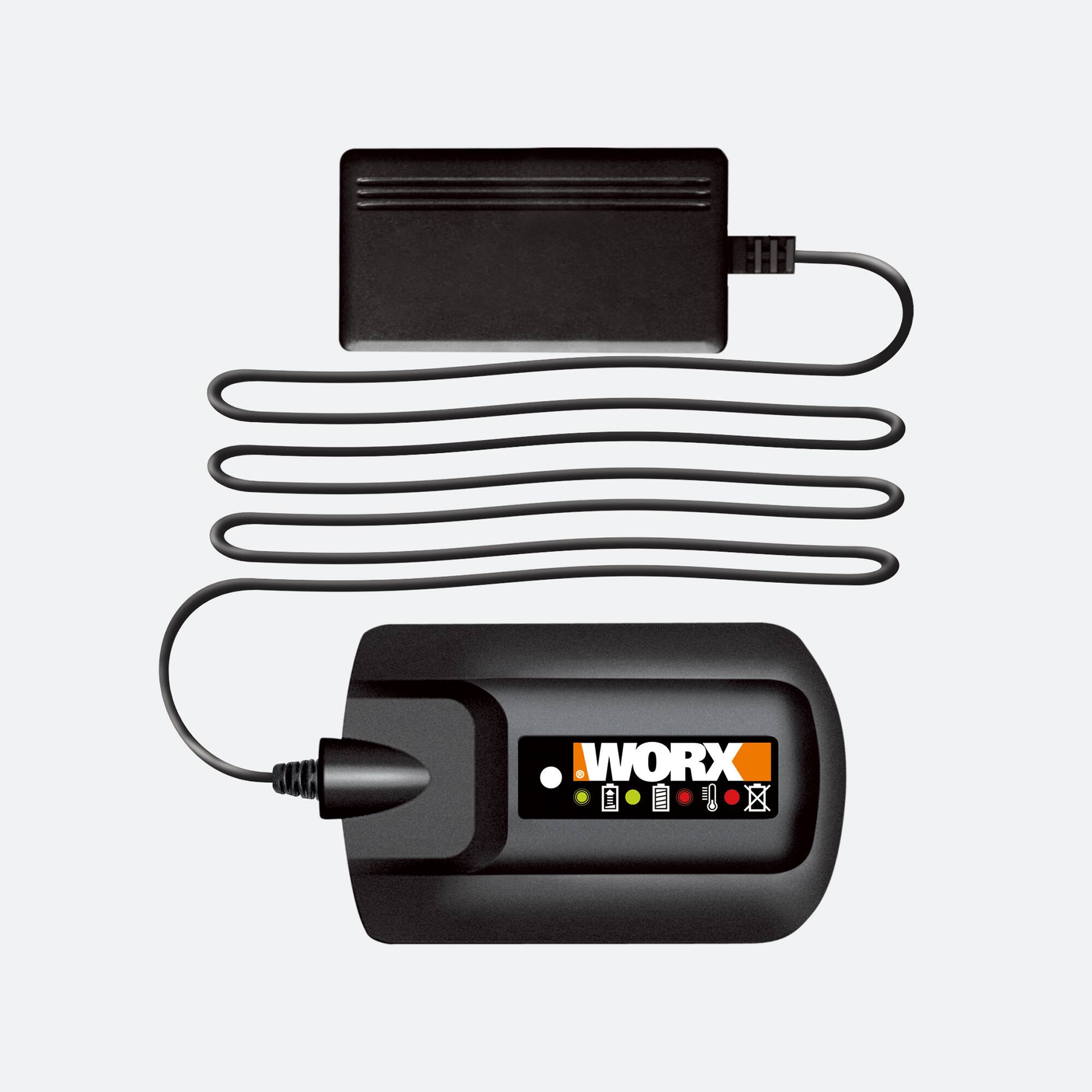 Front. WORX - 20V Power Share Lithium Ion 3-5 Hour Battery Charger - Black.
