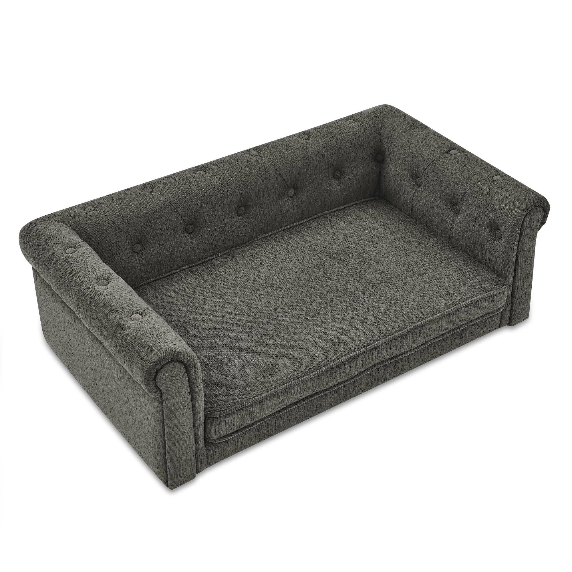 Alt View 6. Siljoy - Elevated Pet Sofa Bed for Small & Medium Dogs, Modern Durable Rectangle Dog Couch, Dark Grey - Dark Gray.