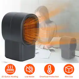 Loheer - 400W Portable Electric Space Heater Mini Desktop Fan Heater for Home Office
