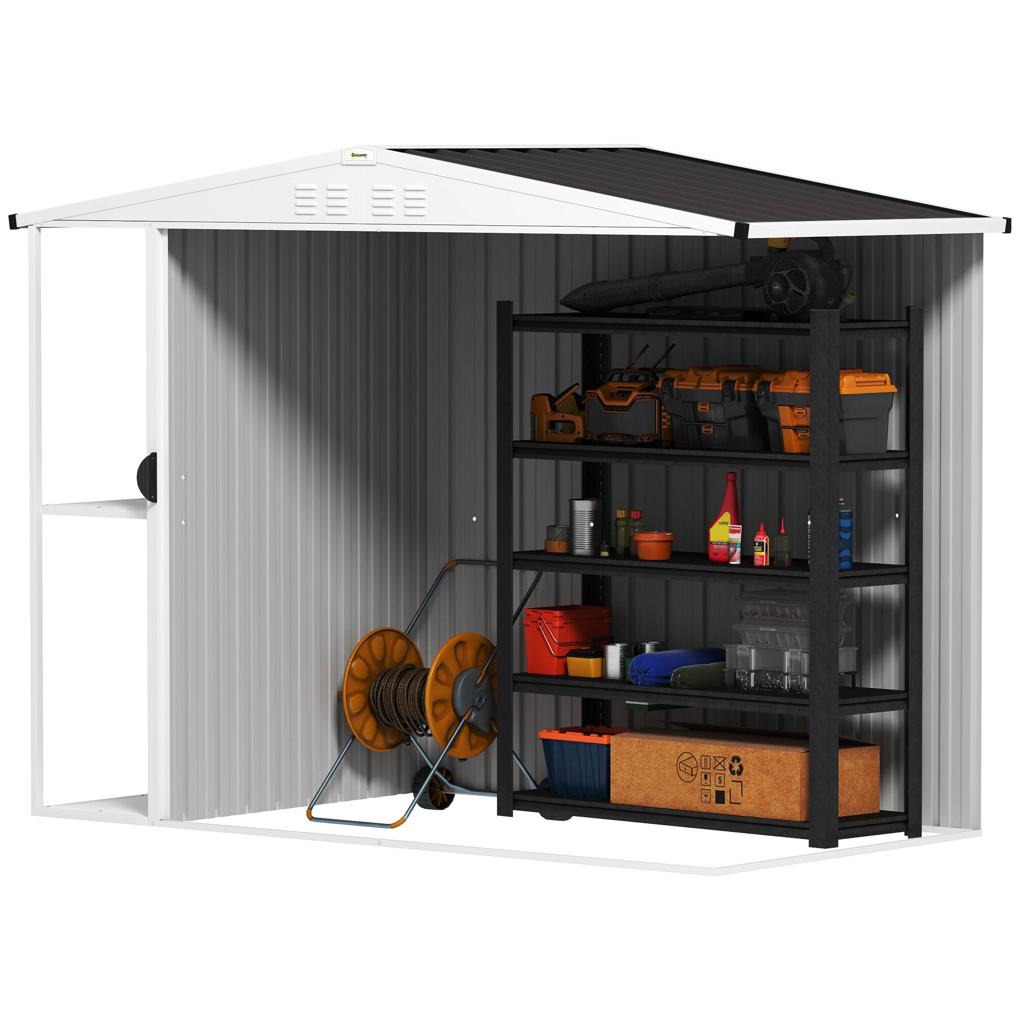 Alt View 8. Outsunny - 8 x 4ft Outdoor Storage Shed with Lock, 2-Tier Storage Rack, Air Vents, Garden Tool Shed for Backyard, Patio, Lawn.